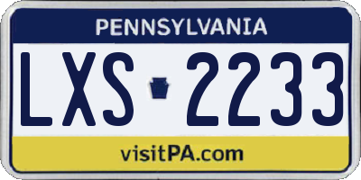 PA license plate LXS2233