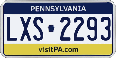 PA license plate LXS2293