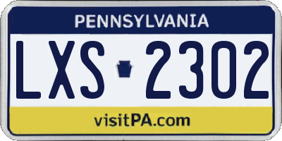 PA license plate LXS2302