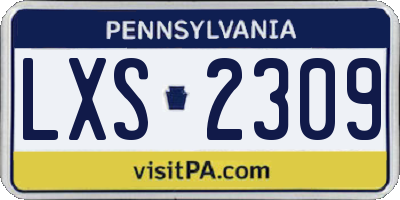 PA license plate LXS2309