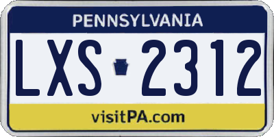 PA license plate LXS2312