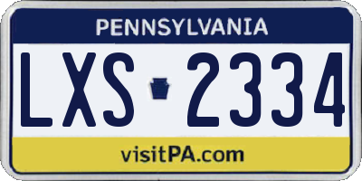 PA license plate LXS2334