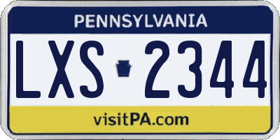 PA license plate LXS2344