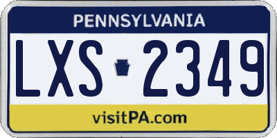 PA license plate LXS2349