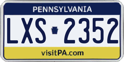 PA license plate LXS2352