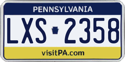 PA license plate LXS2358