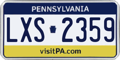 PA license plate LXS2359