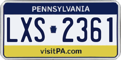 PA license plate LXS2361