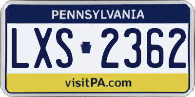 PA license plate LXS2362