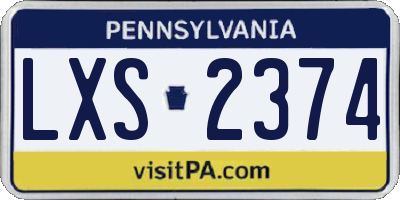 PA license plate LXS2374