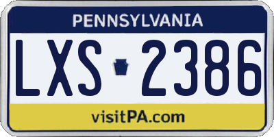 PA license plate LXS2386