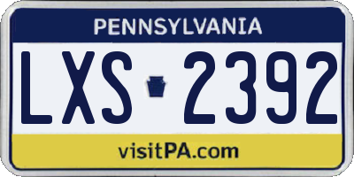 PA license plate LXS2392