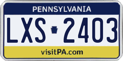 PA license plate LXS2403