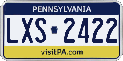 PA license plate LXS2422