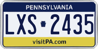 PA license plate LXS2435