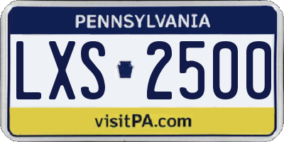 PA license plate LXS2500