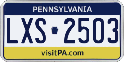 PA license plate LXS2503