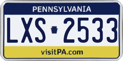 PA license plate LXS2533