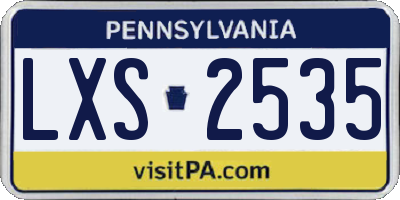 PA license plate LXS2535