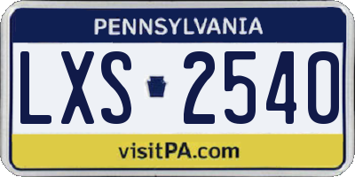 PA license plate LXS2540