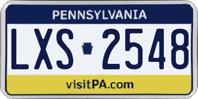 PA license plate LXS2548