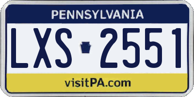 PA license plate LXS2551