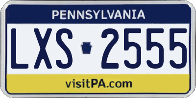 PA license plate LXS2555