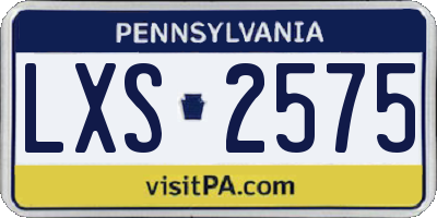 PA license plate LXS2575
