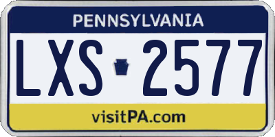 PA license plate LXS2577