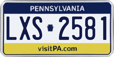 PA license plate LXS2581