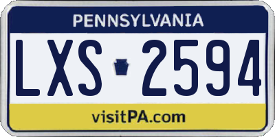 PA license plate LXS2594
