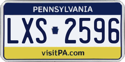 PA license plate LXS2596
