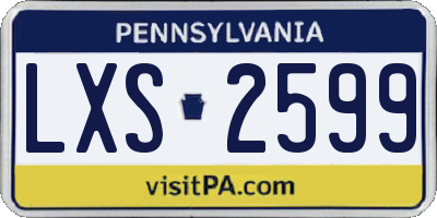 PA license plate LXS2599