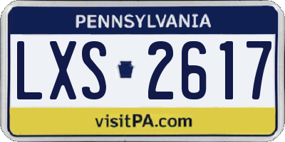 PA license plate LXS2617