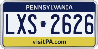 PA license plate LXS2626