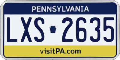 PA license plate LXS2635