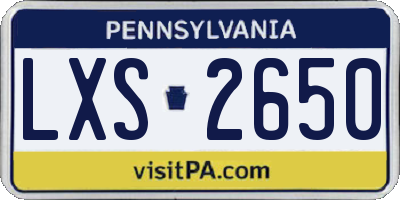 PA license plate LXS2650