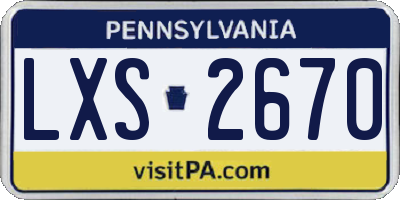 PA license plate LXS2670
