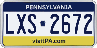 PA license plate LXS2672