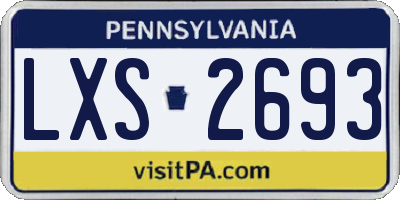 PA license plate LXS2693