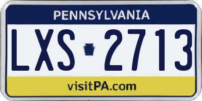 PA license plate LXS2713