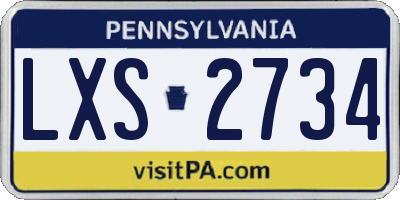 PA license plate LXS2734