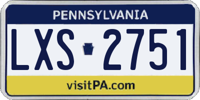 PA license plate LXS2751
