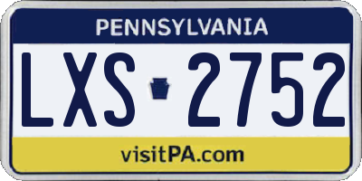 PA license plate LXS2752