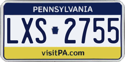 PA license plate LXS2755