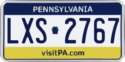 PA license plate LXS2767
