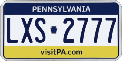PA license plate LXS2777