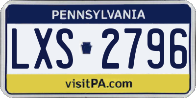 PA license plate LXS2796