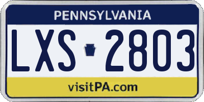 PA license plate LXS2803