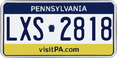 PA license plate LXS2818
